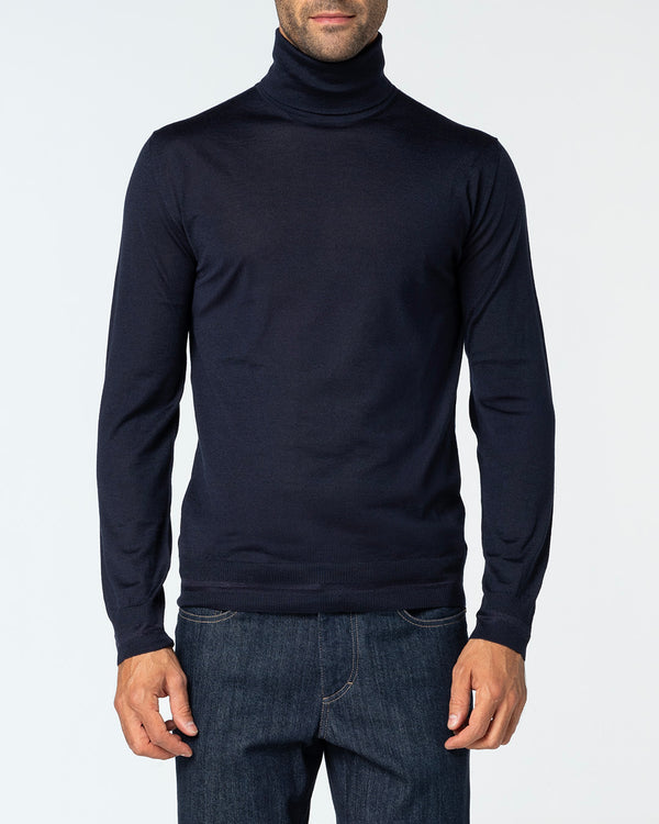 Virtus Cashmere and Silk Turtleneck, Midnight Blue